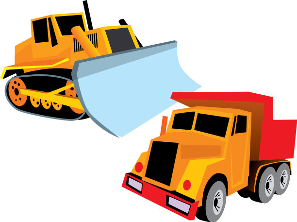 工程机械，推土机和自卸车图片下载