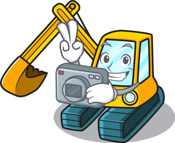挖掘机卡通造型摄影师图片下载