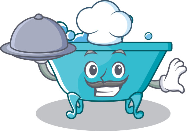 厨师浴缸人物卡通风格图片下载