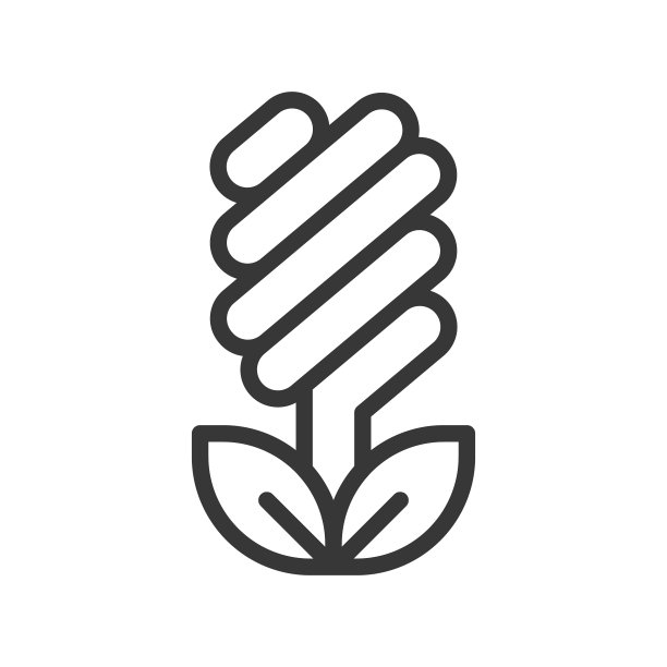 灯泡和树叶线条图标图片下载