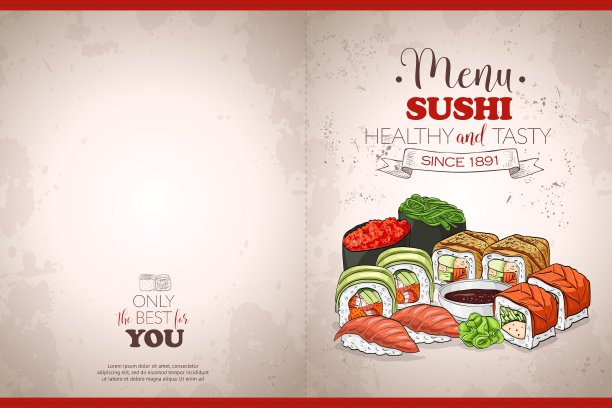 颜色水平寿司菜单图片下载