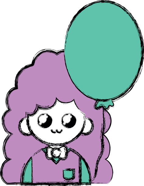 穿着制服和心形气球的美女图片下载