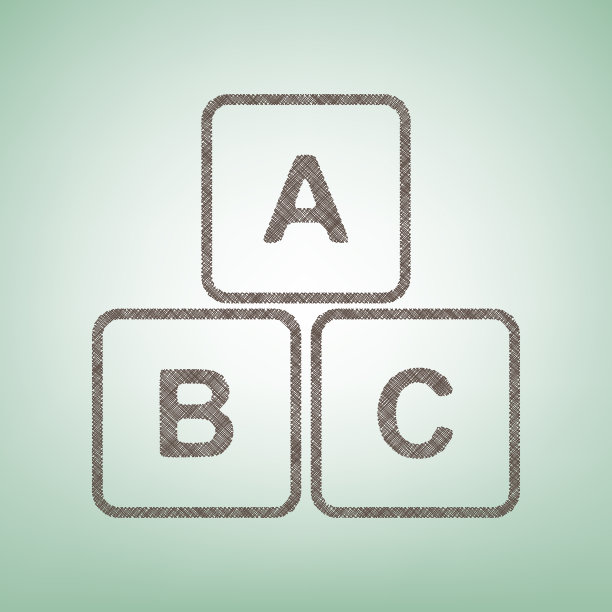 ABC立方体标志棕色亚麻布图片下载