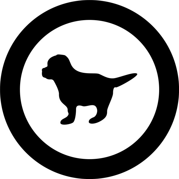 圆形黑色小狗图标图片下载