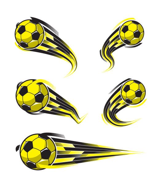 足球黄色黑色足球标志设置图片下载