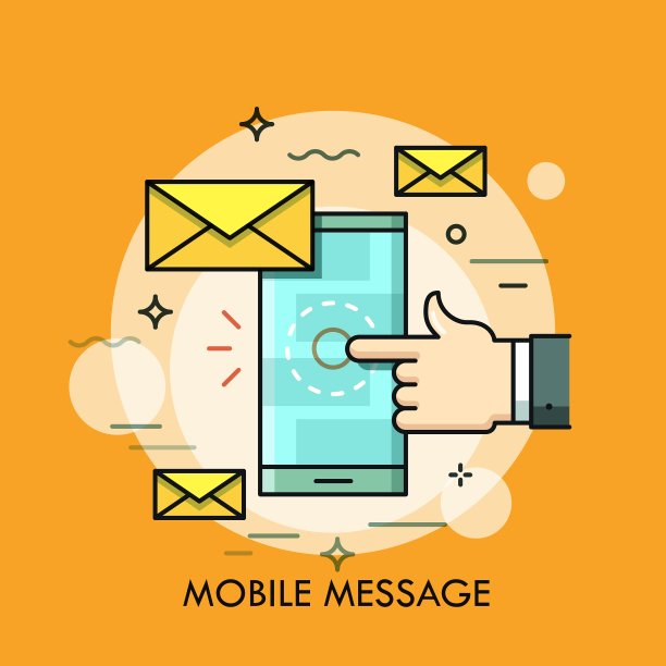 手触摸智能手机屏幕与新消息图片下载