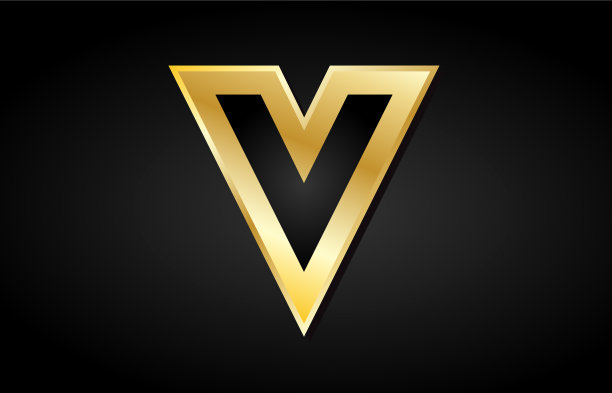 V金金色字母标志图标设计图片下载