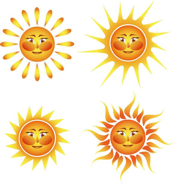 一套太阳在白色的背景图片下载