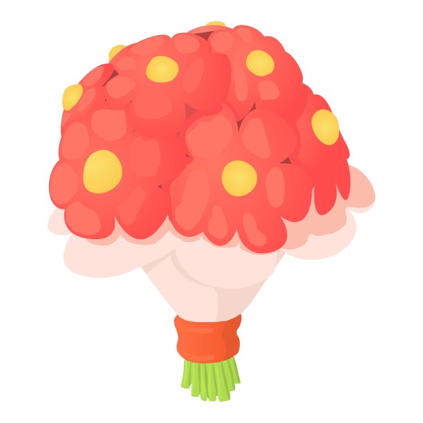 婚礼花束图标卡通风格图片下载