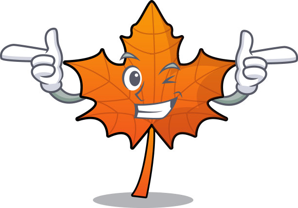 眨眼红枫叶人物卡通图片下载