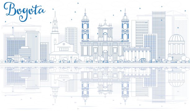 用蓝色建筑勾勒出波哥大的天际线图片下载