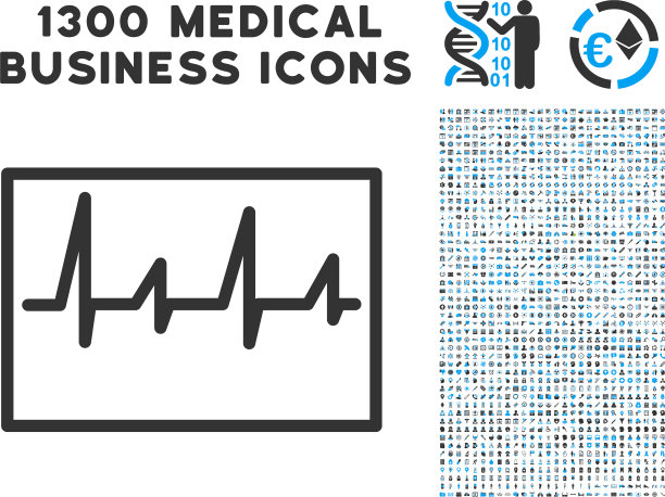 拥有1300个医疗业务图标的心电图图标图片下载