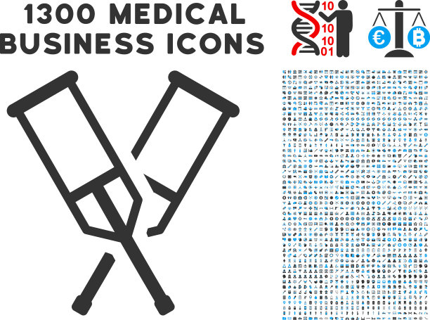 拐杖图标与1300医疗业务图标图片下载