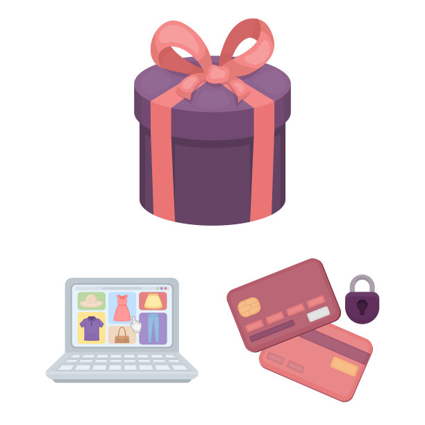 电子商务购买和销售卡通图标集图片下载