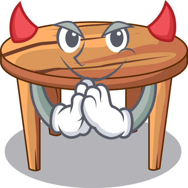 厨房里的魔鬼卡通木制餐桌图片下载