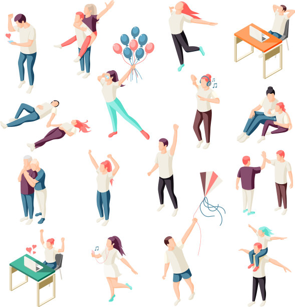 快乐的人等距集合图片下载