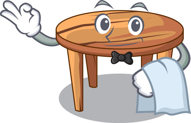 厨房里的卡通木制餐桌图片下载