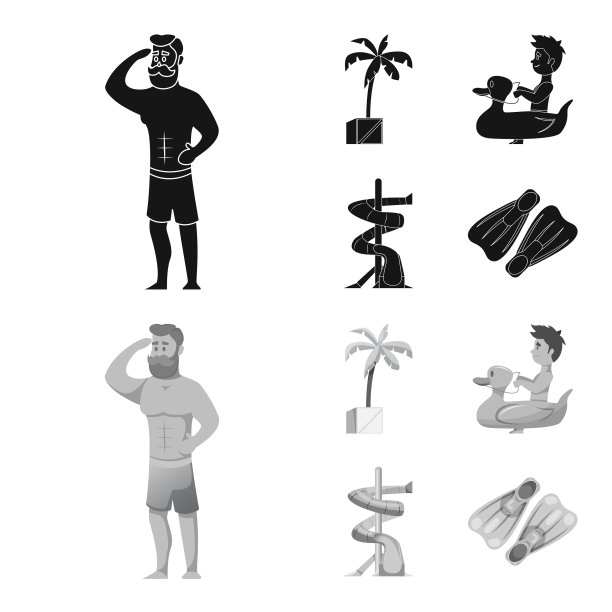 游泳池和游泳图标的设计集图片下载