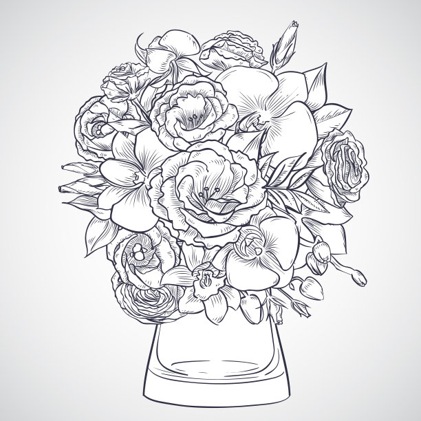 鸢尾花和兰花花束图片下载