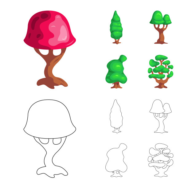 设计的树和自然图标收集图片下载