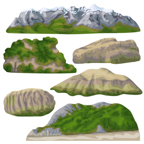 岩石和山脉孤立在白色图片下载