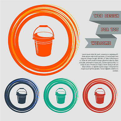 桶的图标上有红蓝绿橙的按钮图片下载