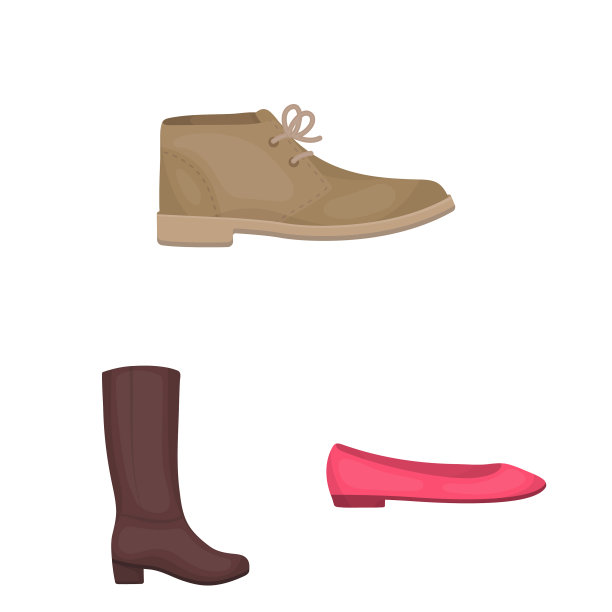 各种鞋子卡通图标在集合图片下载