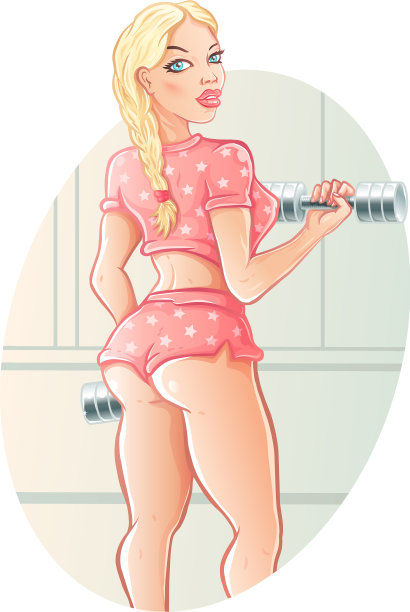 在健身房做健美的漂亮女孩图片下载