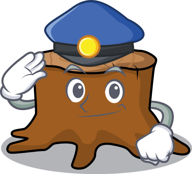 警察树桩人物卡通图片下载