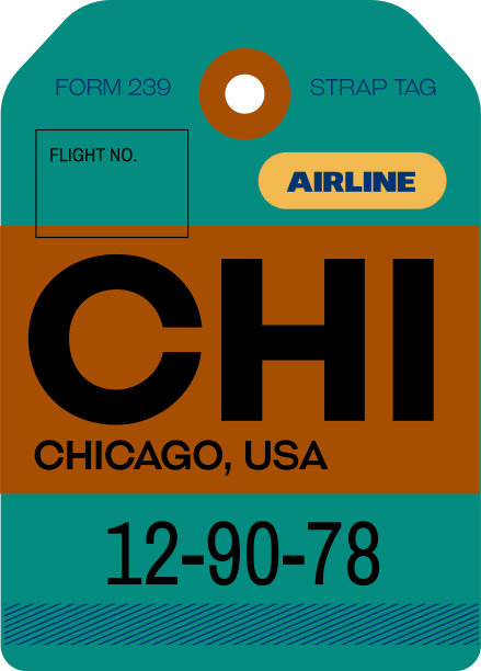 芝加哥机场行李标签图片下载