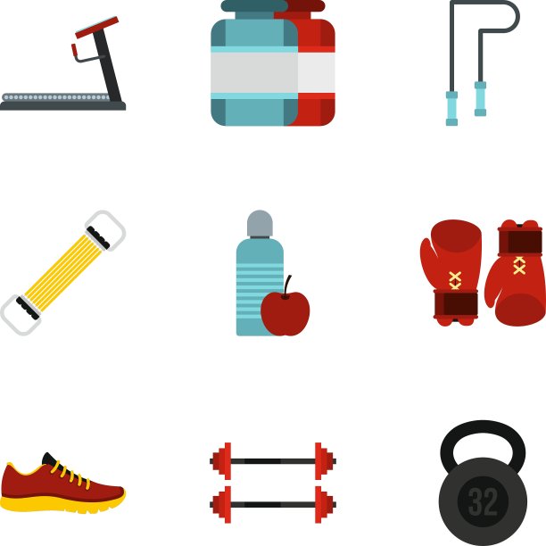 运动图标设置平面风格图片下载