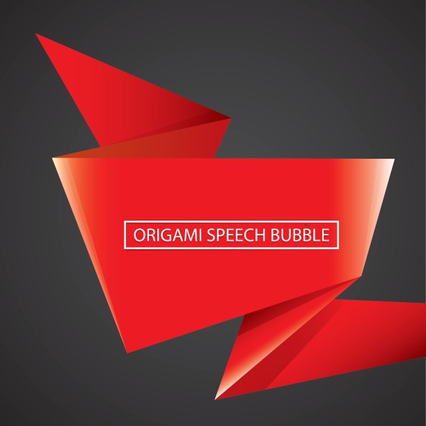 红色圣诞折纸演讲气泡横幅图片下载