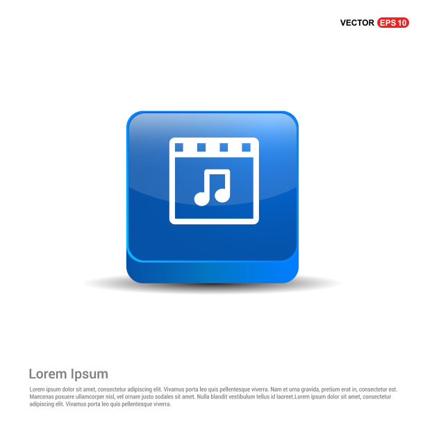 音乐符号图标- 3d蓝色按钮图片下载