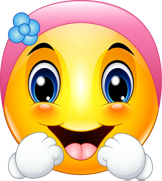 戴着发带的卡通女性表情图片下载