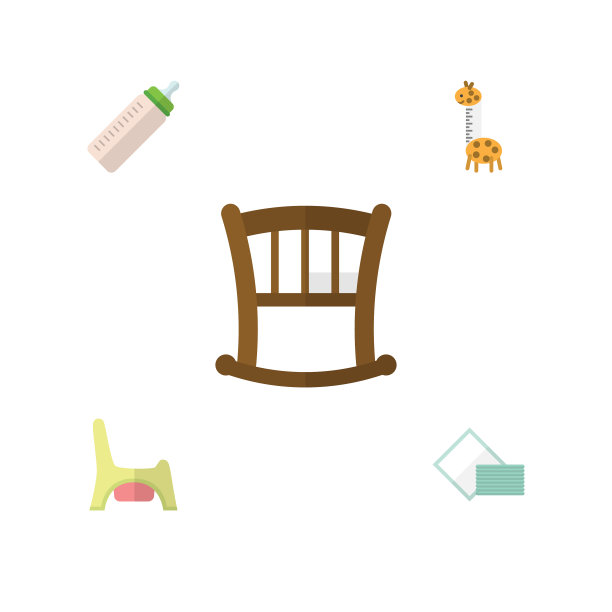 扁平图标婴儿套玩具餐巾厕所和图片下载