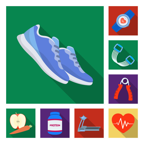 健身和训练平面图标集合图片下载