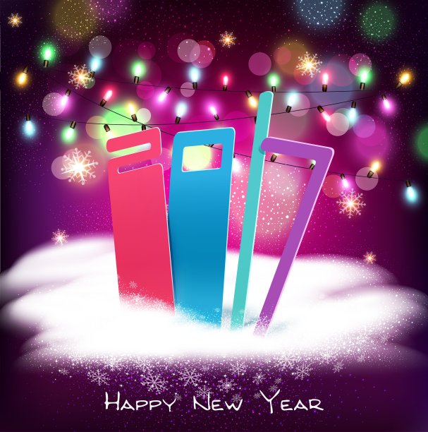 假日背景与花环和数字2017图片下载