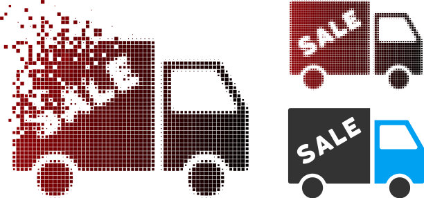 破坏像素半色调销售货车图标图片下载
