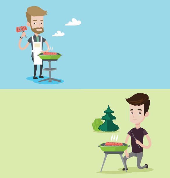 两个食物和饮料横幅与文字空间图片下载