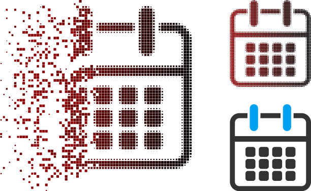 分散像素半色调日历海报图标图片下载