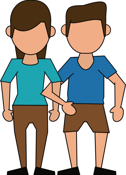 一对没有脸的卡通形象图片下载