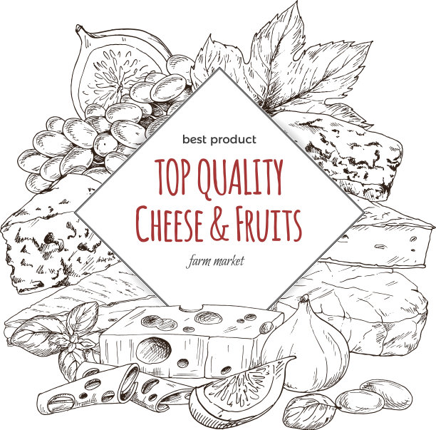 奶酪横幅手绘草图图片下载
