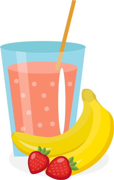 香蕉草莓汁装在杯子里新鲜图片下载
