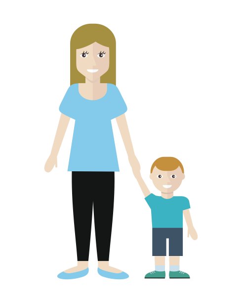 女人和小男孩被隔离在白人图片下载