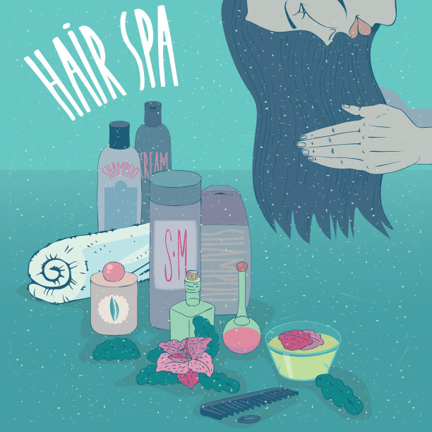 女孩使用长发护发素或洗发水图片下载