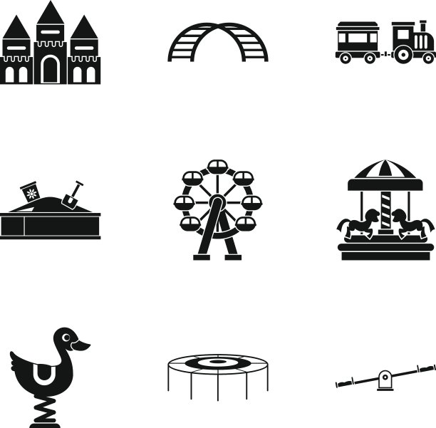 儿童骑图标设置简单的风格图片下载