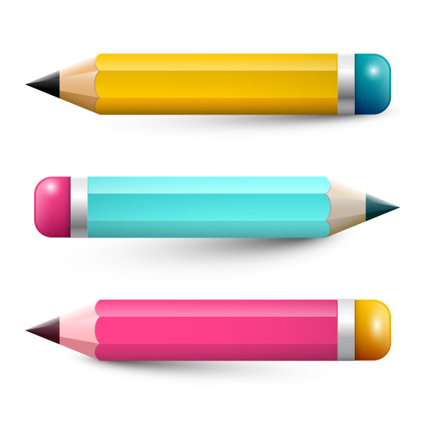彩色铅笔铅笔符号设置孤立图片下载