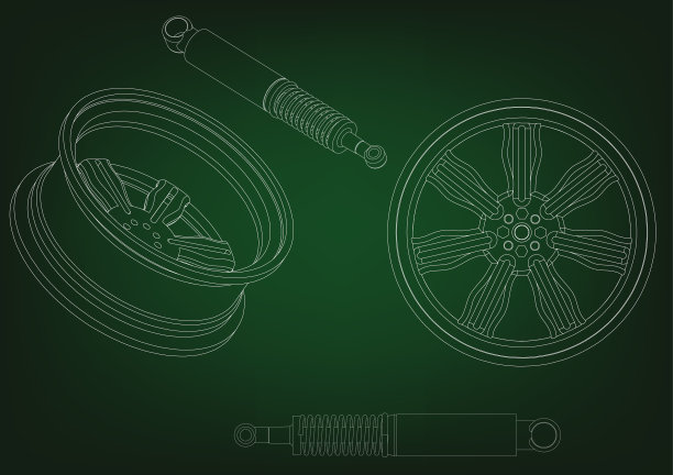 方向盘和减震器在绿灯上图片下载