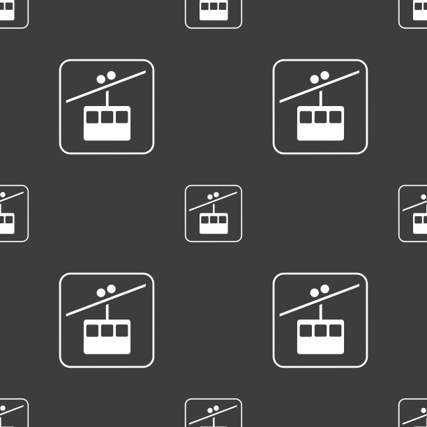 缆车线路标志上无缝隙的灰色图案图片下载