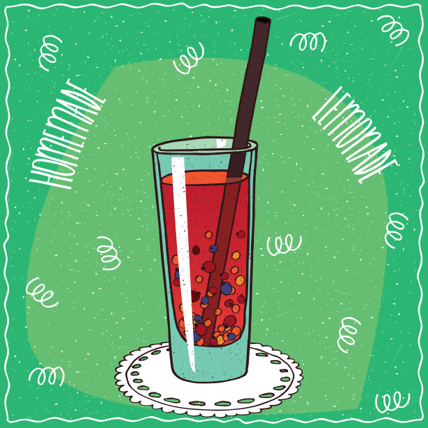 自制浆果柠檬水手工卡通风格图片下载